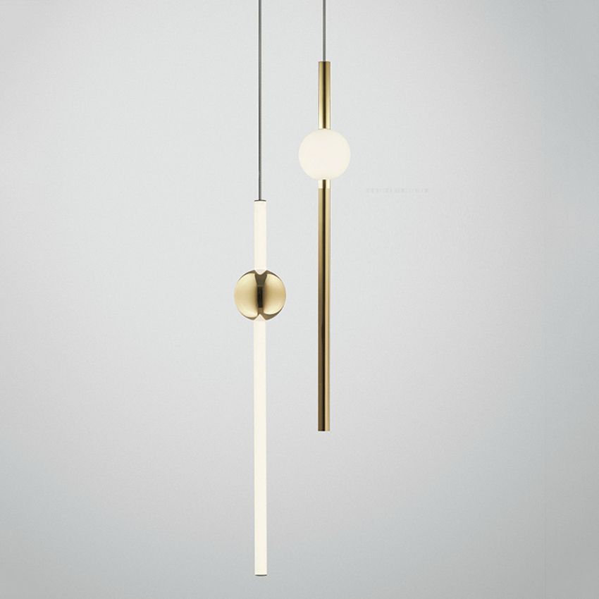 Lampada Da Soffitto Pensile Lungo Led Bianco Oro App476-cp