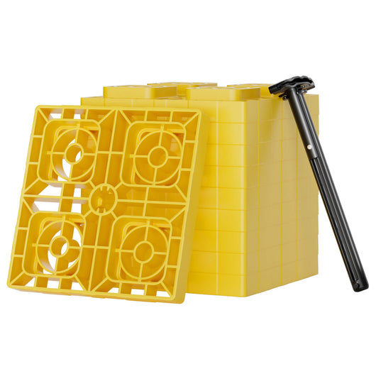 Piastre di appoggio, set con 10 pedane di livellamento, portata fino a 13,5 t, impilabili, altezza max 11,4 cm, piastre di supporto per camper, roulotte,