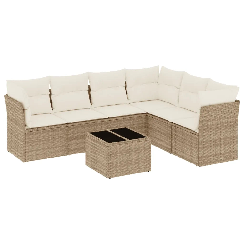 Set Divani da Giardino 7 pz con Cuscini Beige in Polyrattancod mxl 114106