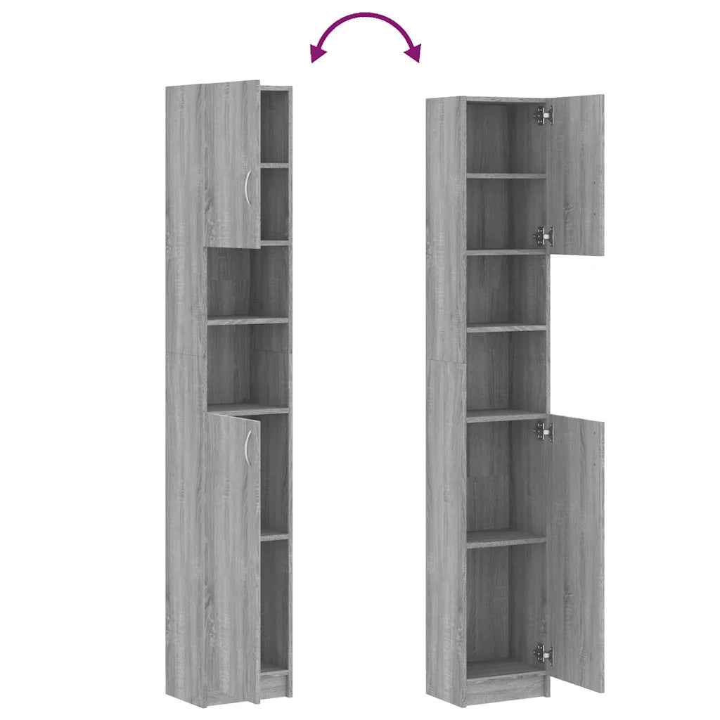 Armadietto Bagno Grigio Sonoma 32x25,5x190 cm Legno Ingegnerizzato 815538