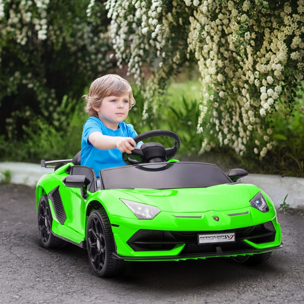 Macchina Elettrica per Bambini Lamborghini ¨C zephmum ¨C Verde, Telecomando, 107.5x63x42 cm