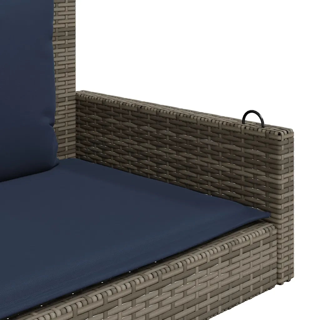 vidaXL Panca a dondolo con cuscini grigia 119x56x48 cm in polyrattan