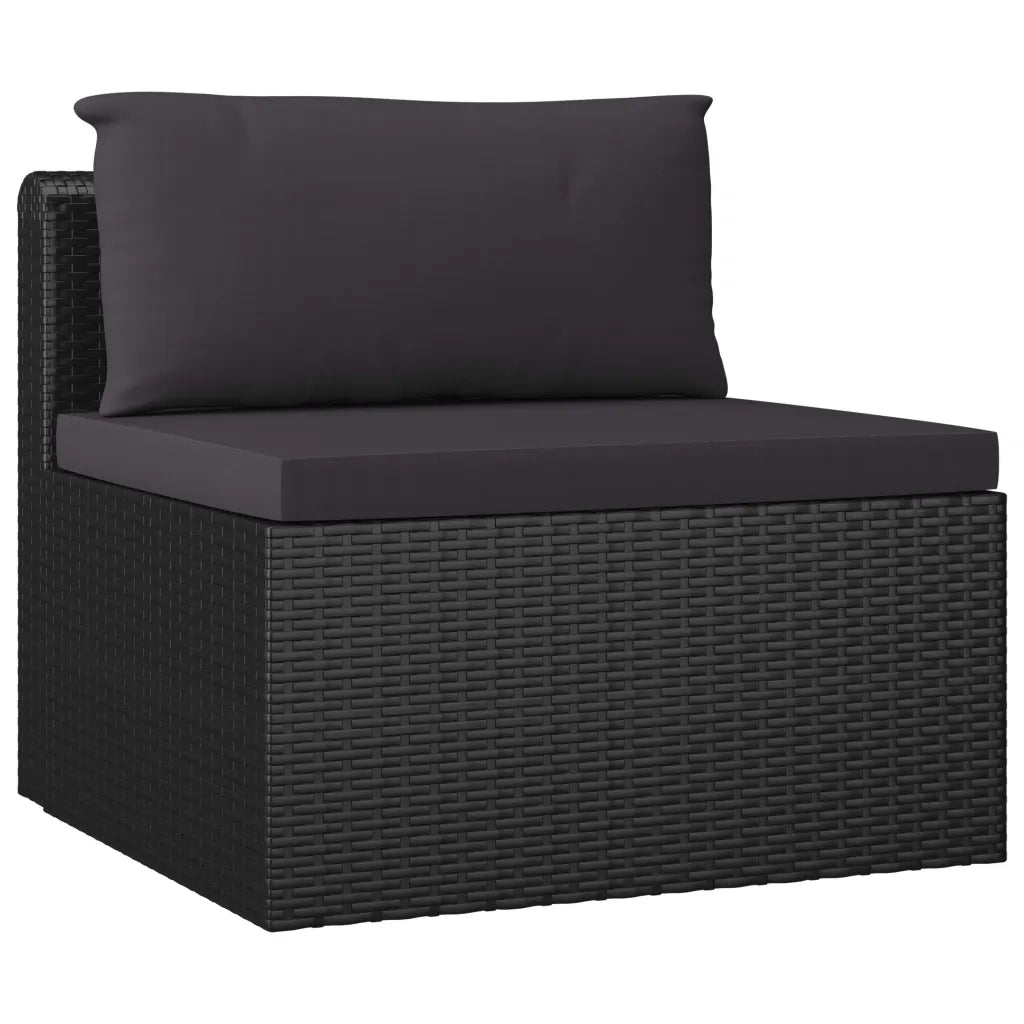 Set Divani da Giardino 7 pz con Cuscini in Polyrattan Nero cod mxl 44670
