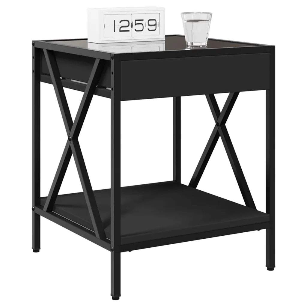 vidaXL Comodino con LED Infinity Nero 40x40x49 cm