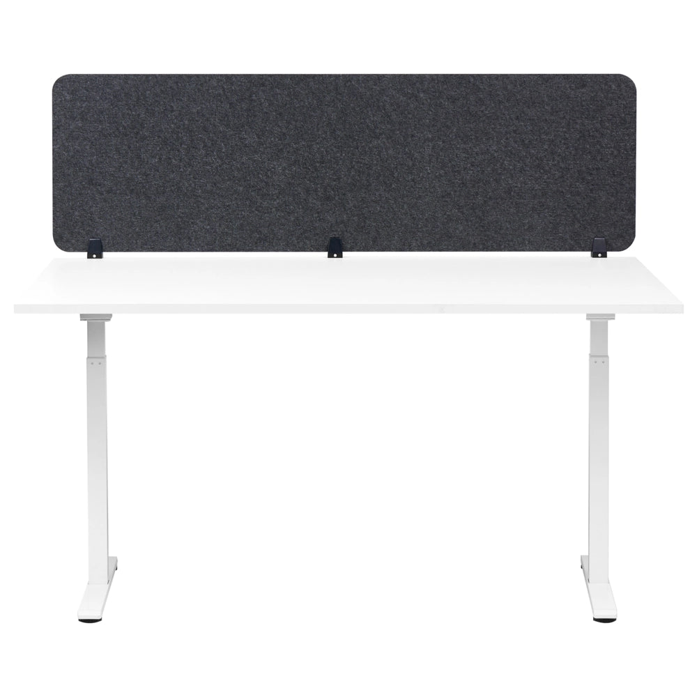 Divisorio da scrivania in PET con rivestimento in tessuto 160 x 50 cm grigio scuro Schermo acustico Morsetti di montaggio modulari Casa Ufficio