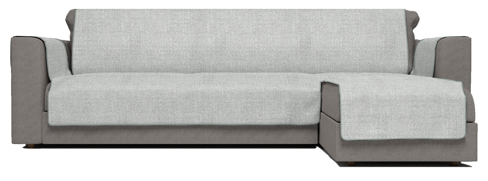 Copridivano in Poliestere con Penisola Destra Seduta 190 cm Grigio