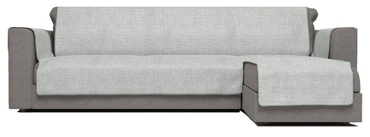 Copridivano in Poliestere con Penisola Destra Seduta 190 cm Grigio