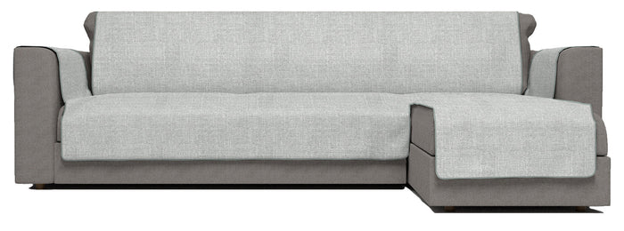 Copridivano in Poliestere con Penisola Destra Seduta 190 cm Grigio