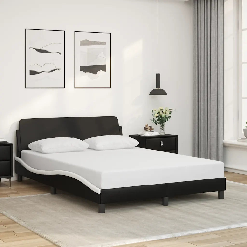 Giroletto-Struttura Letto Dover Nero e Bianco 140x200 cm in Similpelle 489806