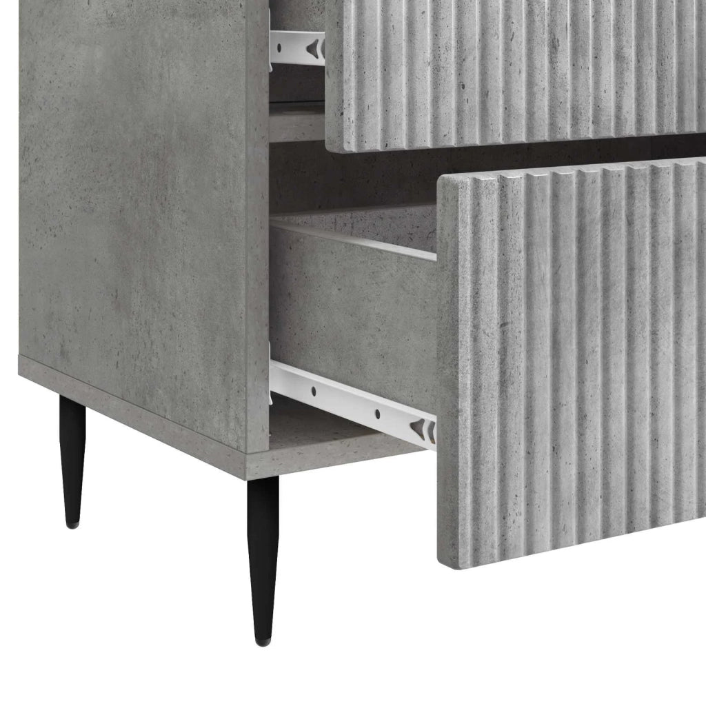 Comodino | Armadio da Notte | Mobiletto da notte Grigio Cemento 62 x 34,5 x 47,5 cm
