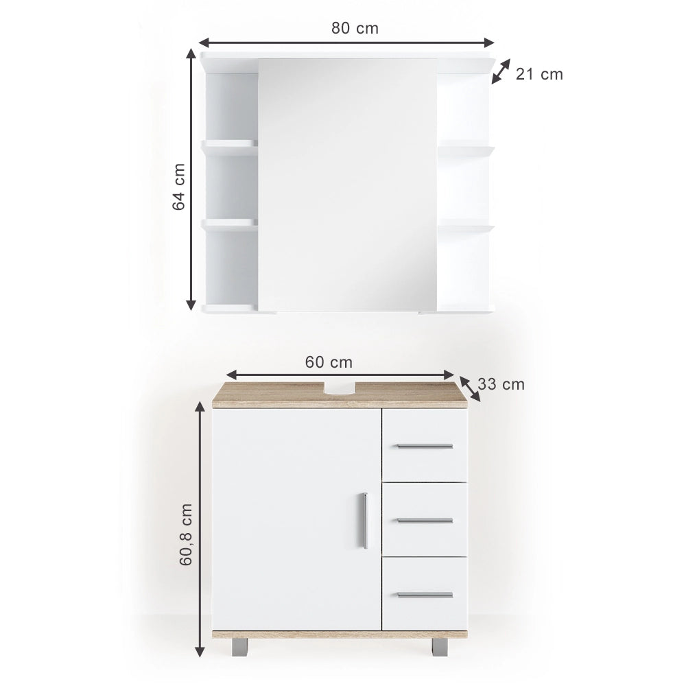 Vicco Set mobili bagno Sonoma 2 parti
