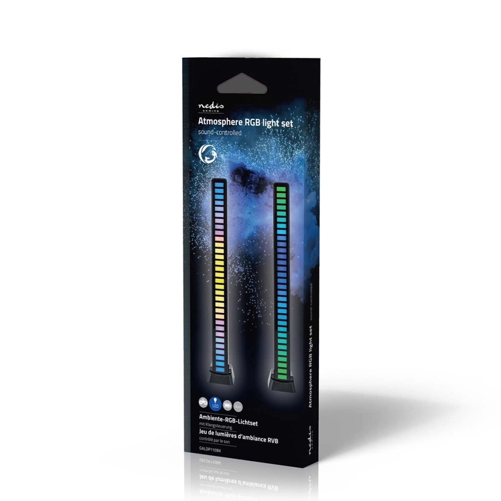 64 LED RGB Gaming Light Duo Pack per Desktop / Laptop con microfono Nero Nedis