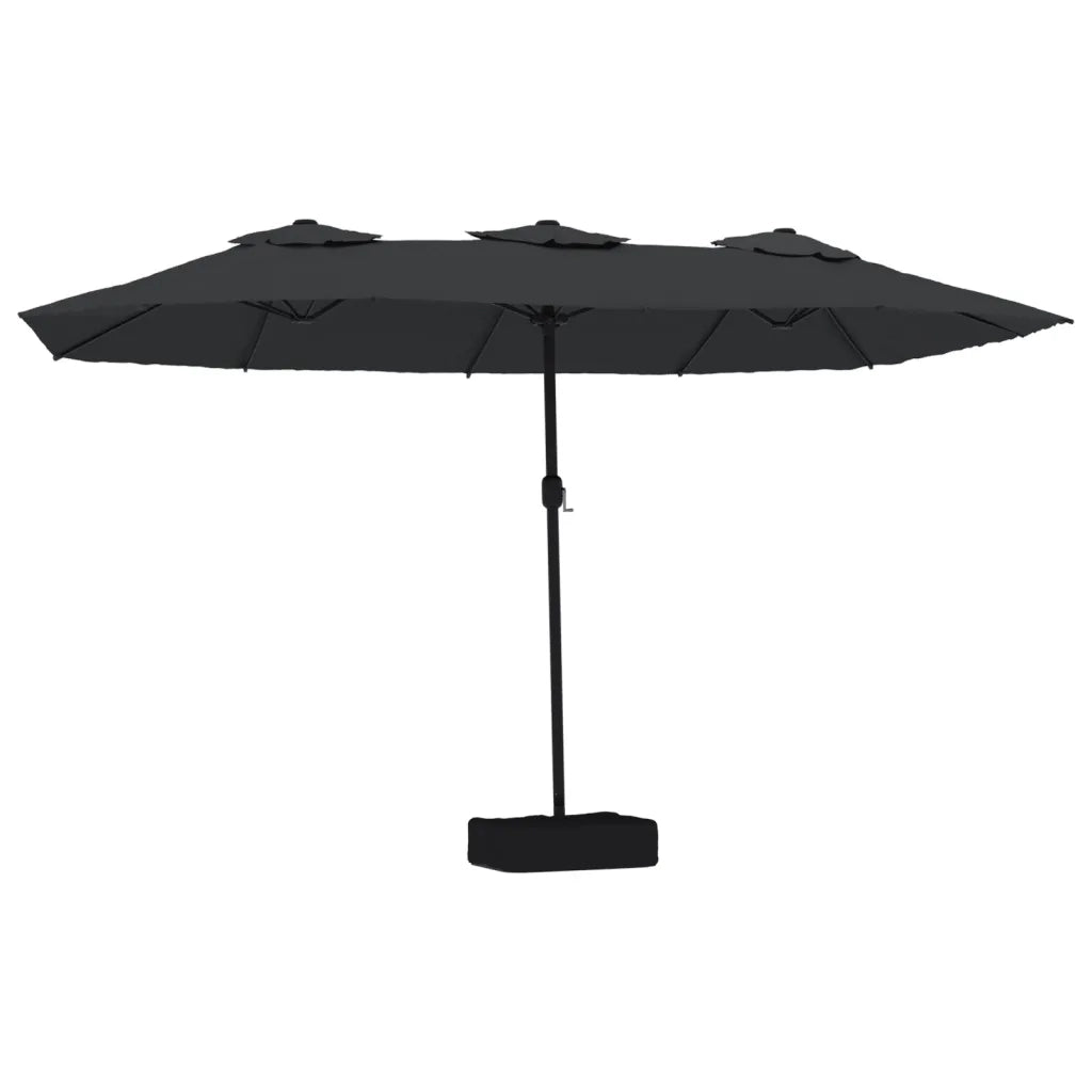 Ombrellone a Doppia Testa con LED-Ombrello da giardino Nero 449x265 cm