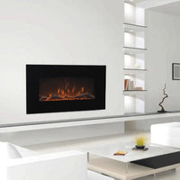 Camino Elettrico da Parete 45x84x14 cm Effetto Fiamma 1500W Marcus Nero