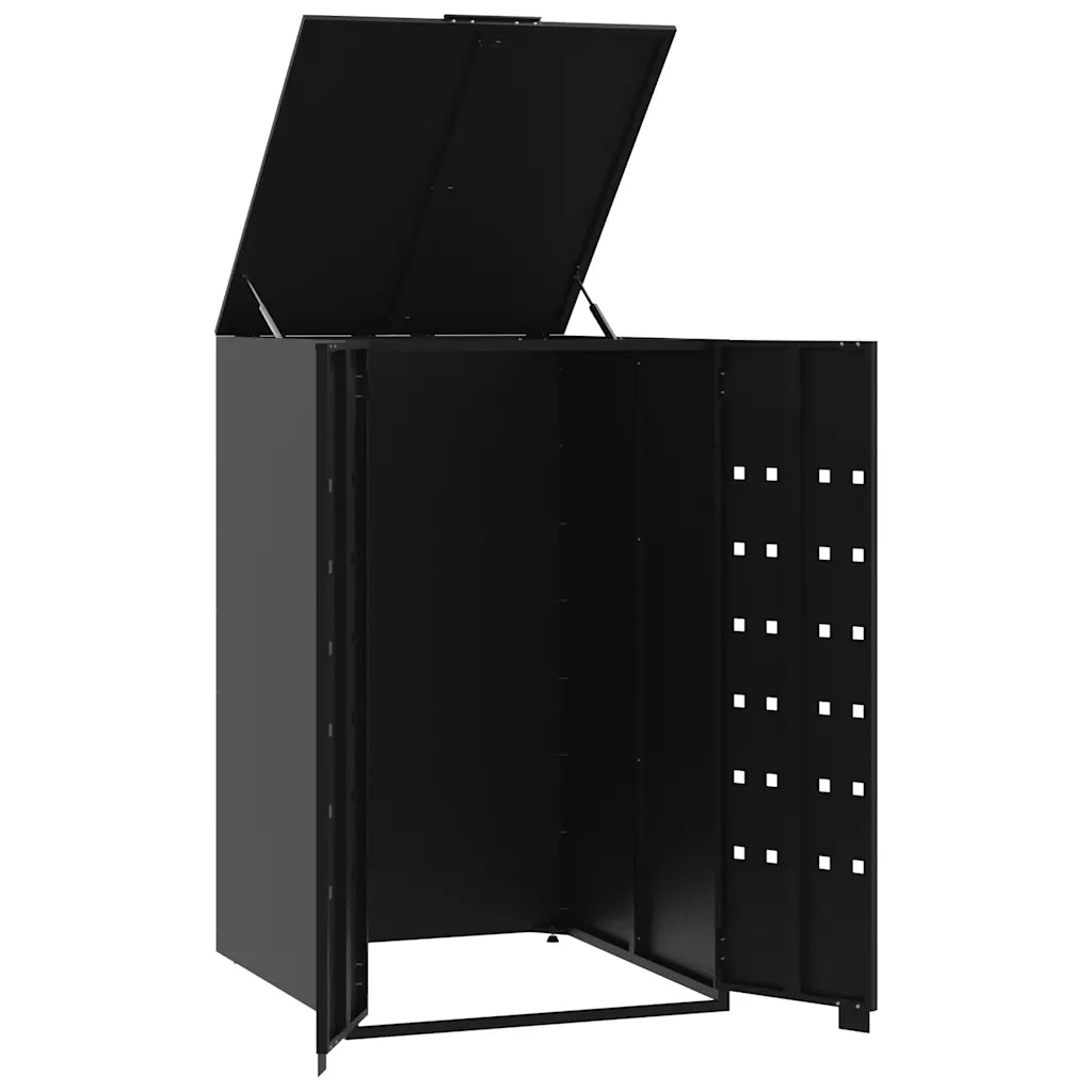 Copribidone con Ruote per Bidone Singolo Nero 69x79x117 Acciaio CFW1178892