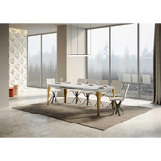 Tavolo allungabile 90x130/234 cm Paxon telaio Oro - Bianco Frassino