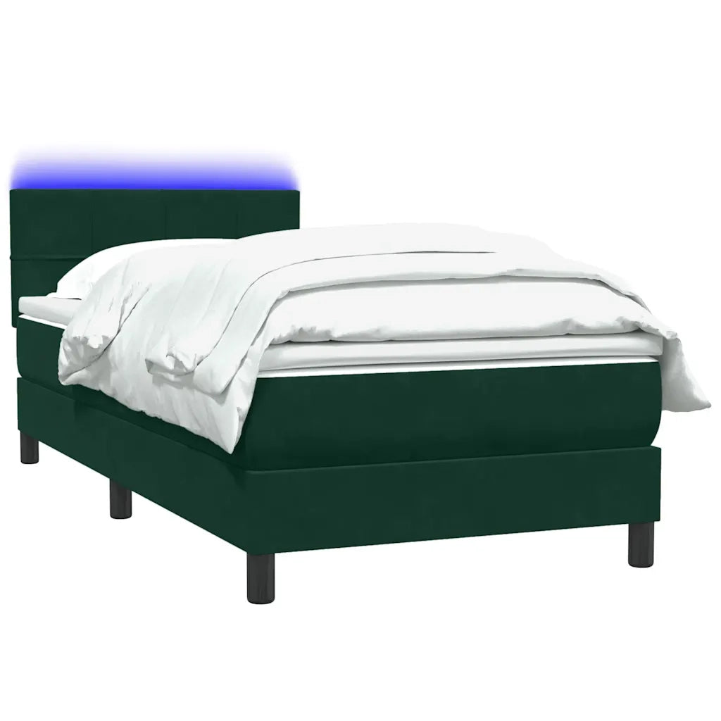 vidaXL Giroletto a Molle con Materasso Verde Scuro 80x220 cm Velluto