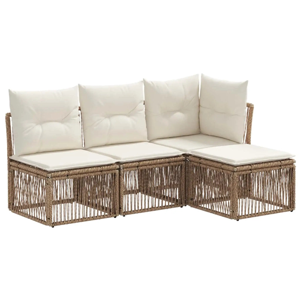 Set Divano da Giardino 4 pcs Beige polyrattan 3434187