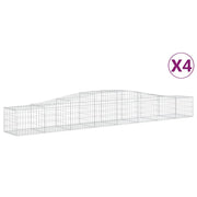 Set di 4 gabbioni ad arco per recinzione gabbia o muro di contenimento 400 x 50 x 40/60 cm ferro zincato argento 02_0041504