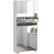 Scarpiera con Specchio 4 Ante ¨C zephmum ¨C Bianco 76x26x168 cm