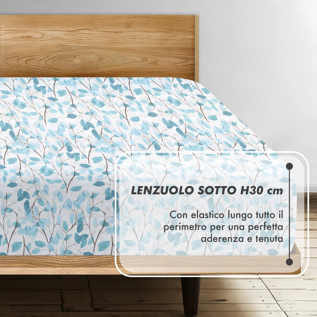 Completo Letto Matrimoniale No Stiro Set Lenzuola In Morbida Microfibra Anallergica Lenzuolo Sotto Con Angoli Elastici Fino 30 Cm, Lenzuolo Teso Sopra 2 Federe Prodotto Italiano  Glimmer