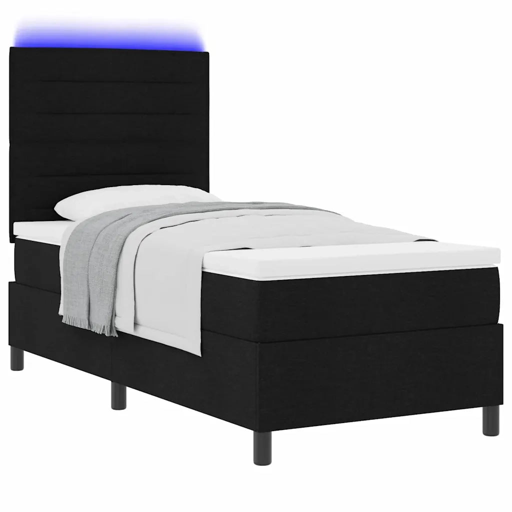 Letto a molle con materasso con led Nero 100 x 200 cm Tessuto 3342769