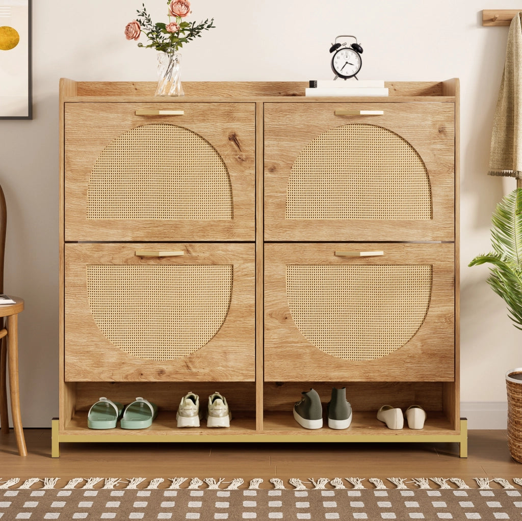 Scarpiera 108,5 x 24 x 100 cm in MDF color legno salvaspazio per ingresso