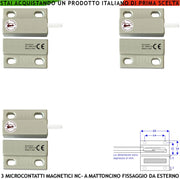 Mini Sensore Magnetico NC Bianco 3 Pezzi Antifurto per Infissi Tensione Max 100 V Corrente 1 A Reed in Ampolla Sottovuoto Sensibilità Magnetica 10 mm Contenitori Con Fori di Fissaggio IP65 4 Fili