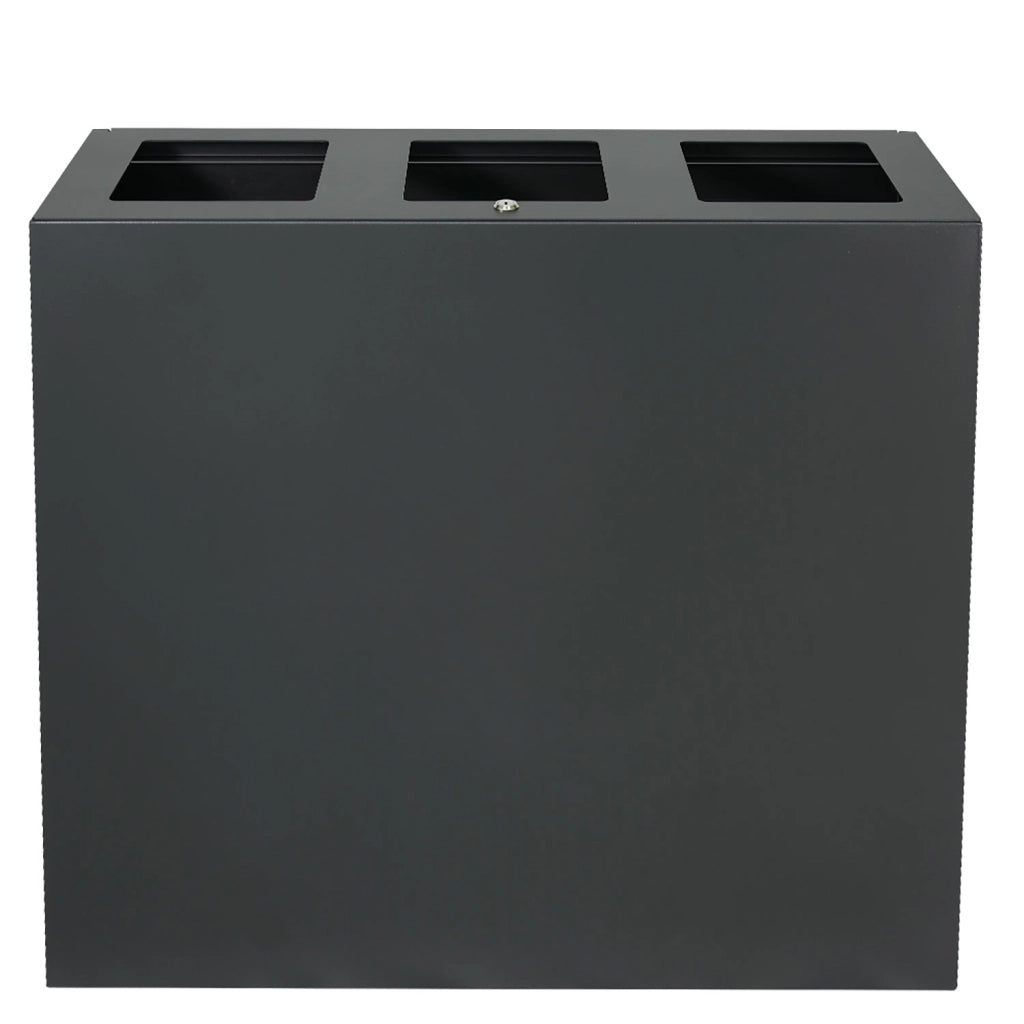 Pattumiera per Raccolta Differenziata 3 Scomparti Capacità 180 lt 90x30x80 cm in Acciaio Antracite