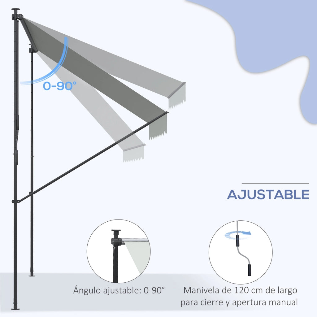 Toldo Retrattile Manuale ¨C zephmum ¨C Grigio 200x175x210-310 cm