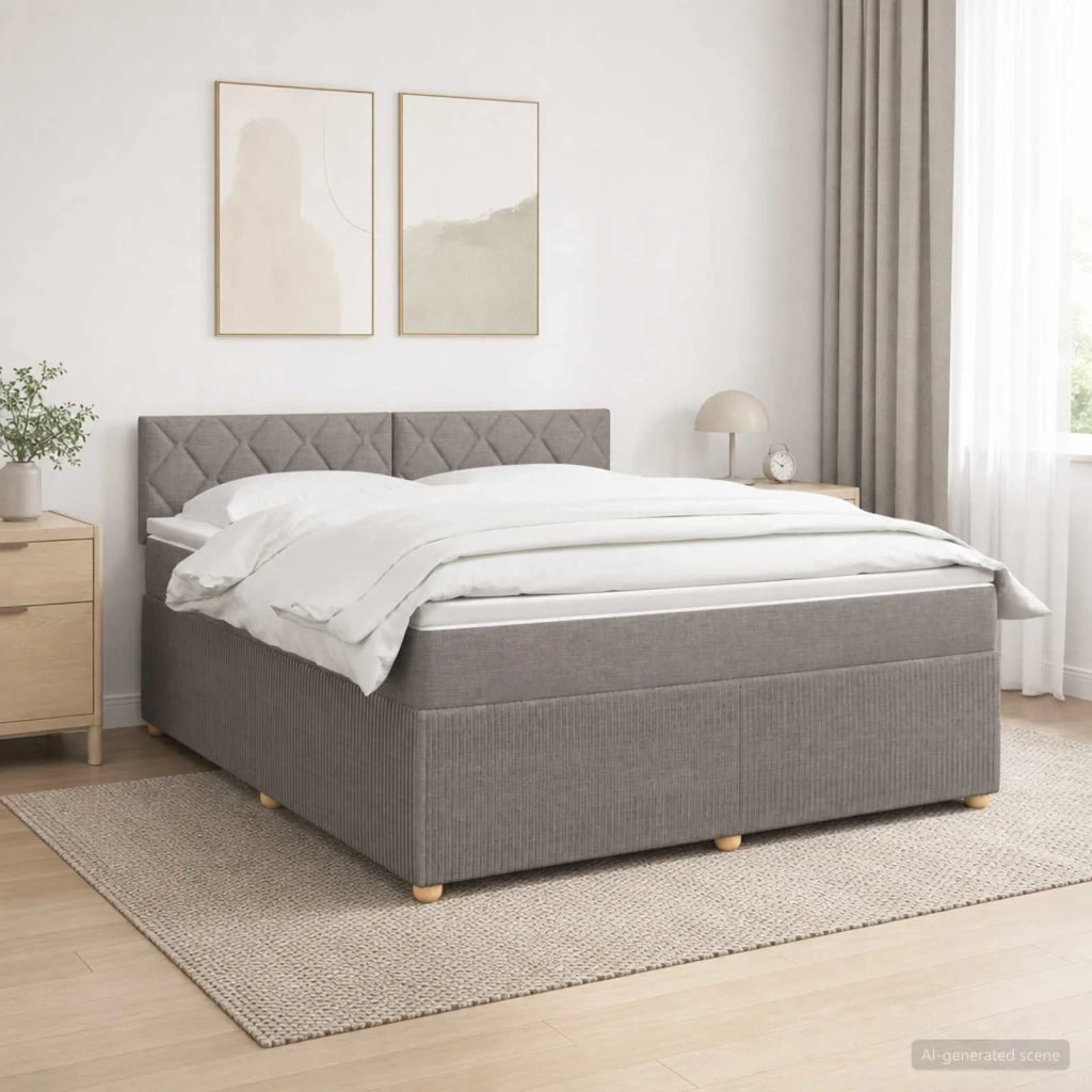 Letto box spring con materasso Tortora 140 x 200 cm Tessuto 3451493