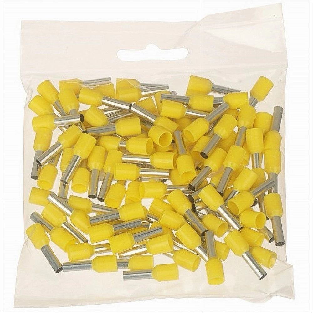 Trade Shop - Confezione 100 Pz Tubetto Capicorda Isolato Per Cavi 10mm² Terminale 12mm E10-12 - Giallo