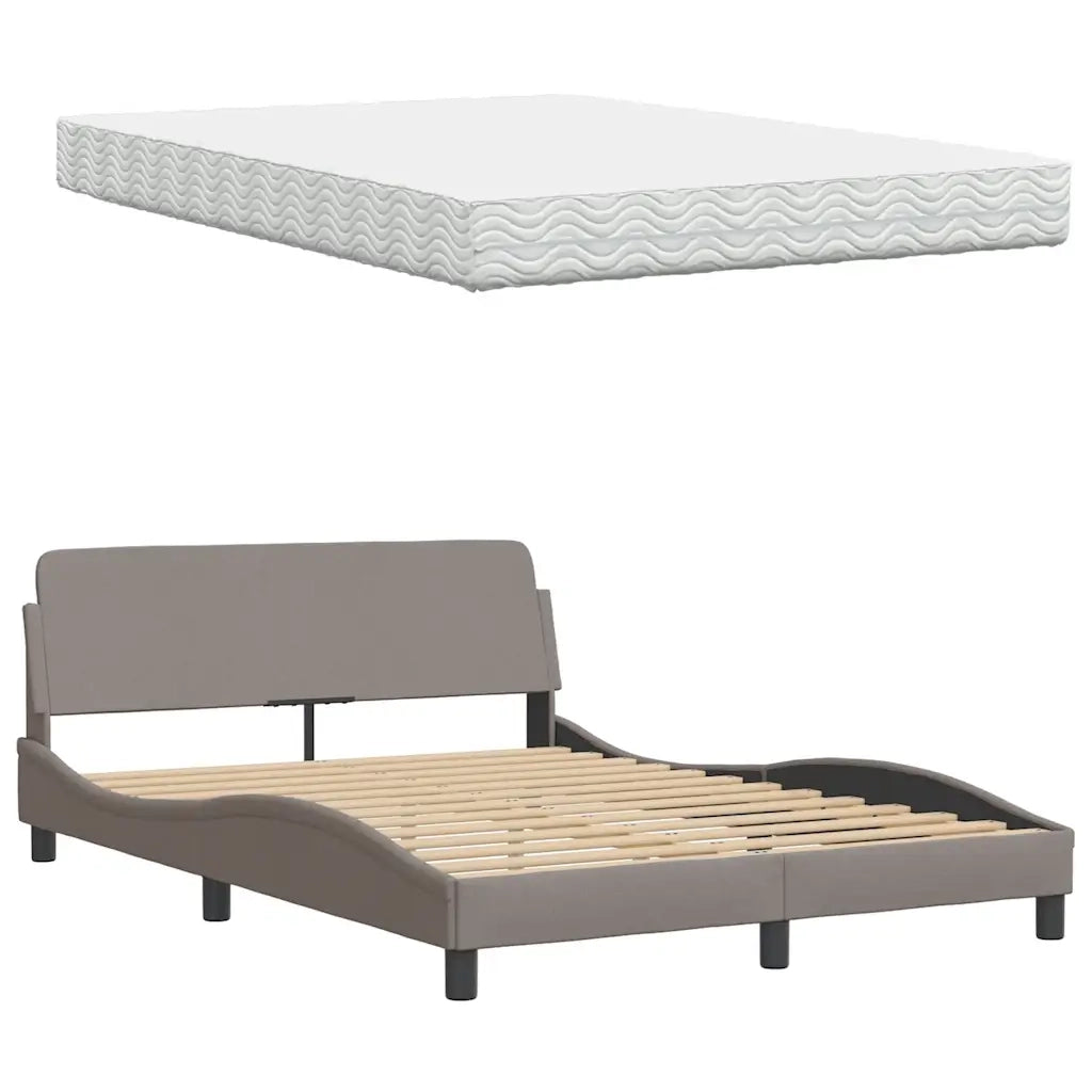 Letto con Materasso Tortora 140x190 cm in Tessuto