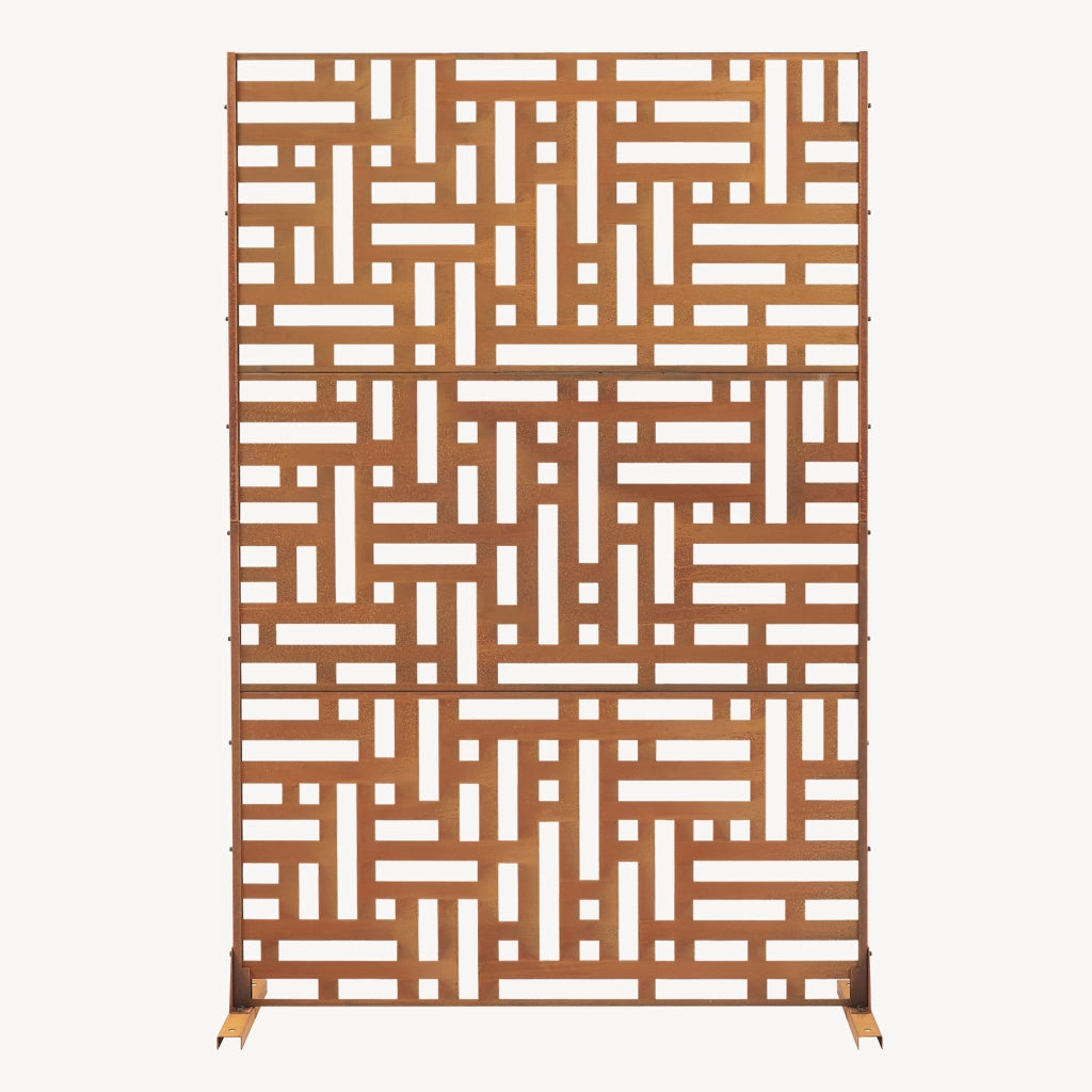 Pannello Divisorio Bernalda Struttura Traforata in Acciaio Corten 180 x 120 cm Marrone Ossidato casa.pro