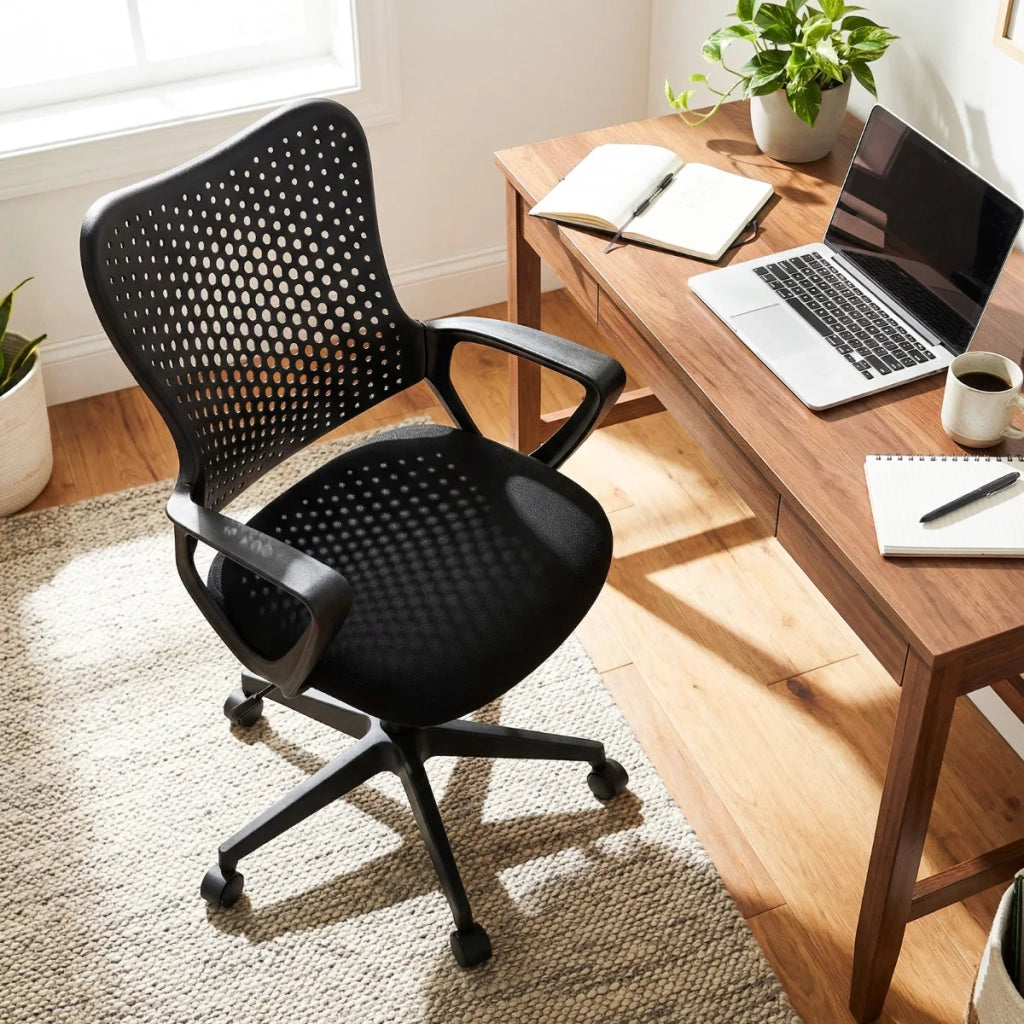 Sedia da Ufficio Ergonomica con Braccioli e Schienale a Farfalla Sedia da Scrivania Girevole e Regolabile Nero
