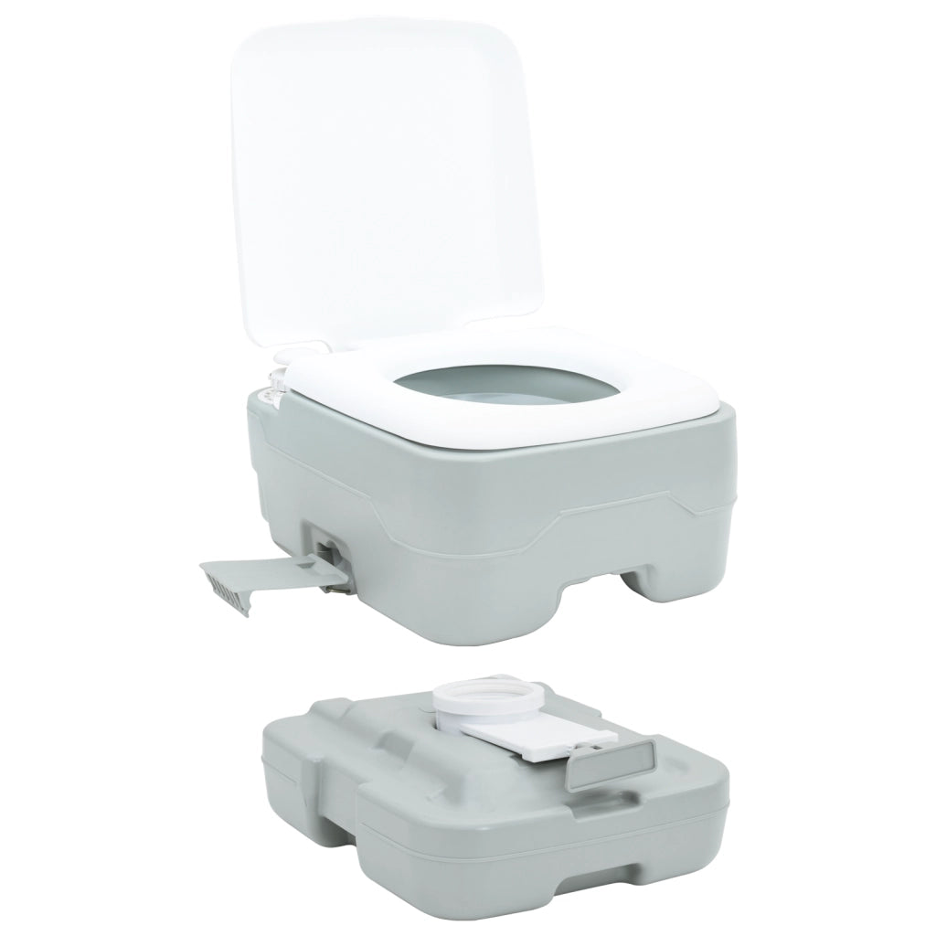 Toilette da Campeggio Portatile  Grigia con Serbatoio Acqua Fresca da 10L e Serbatoio Rifiuti da 10L