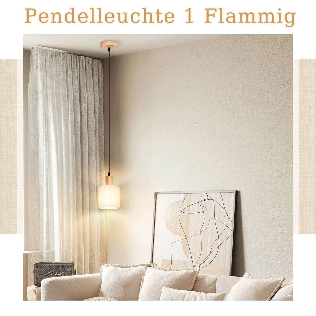Lampada a sospensione ZMH legno bianco diametro 173 cm testa unica E14 stile vintage e country