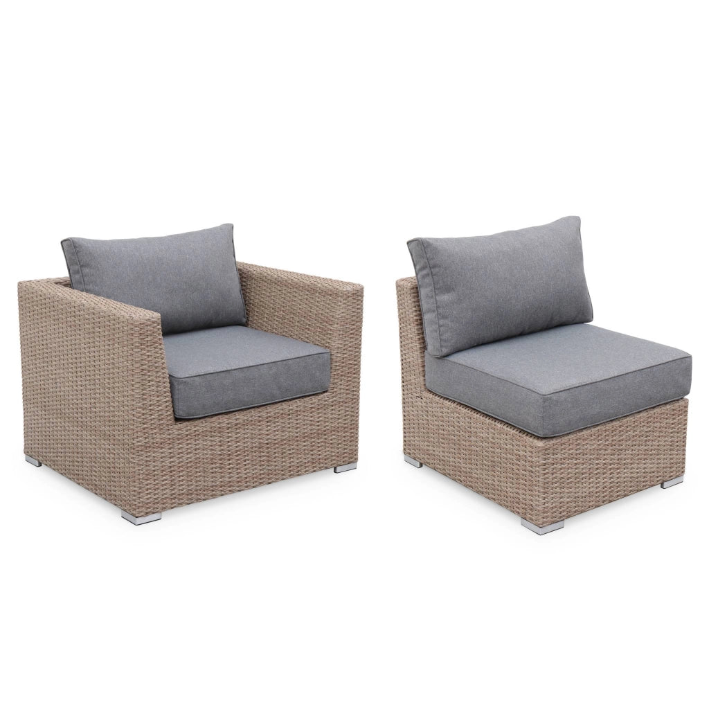 Salotto da giardino premium in resina intrecciata, 5 posti, marrone