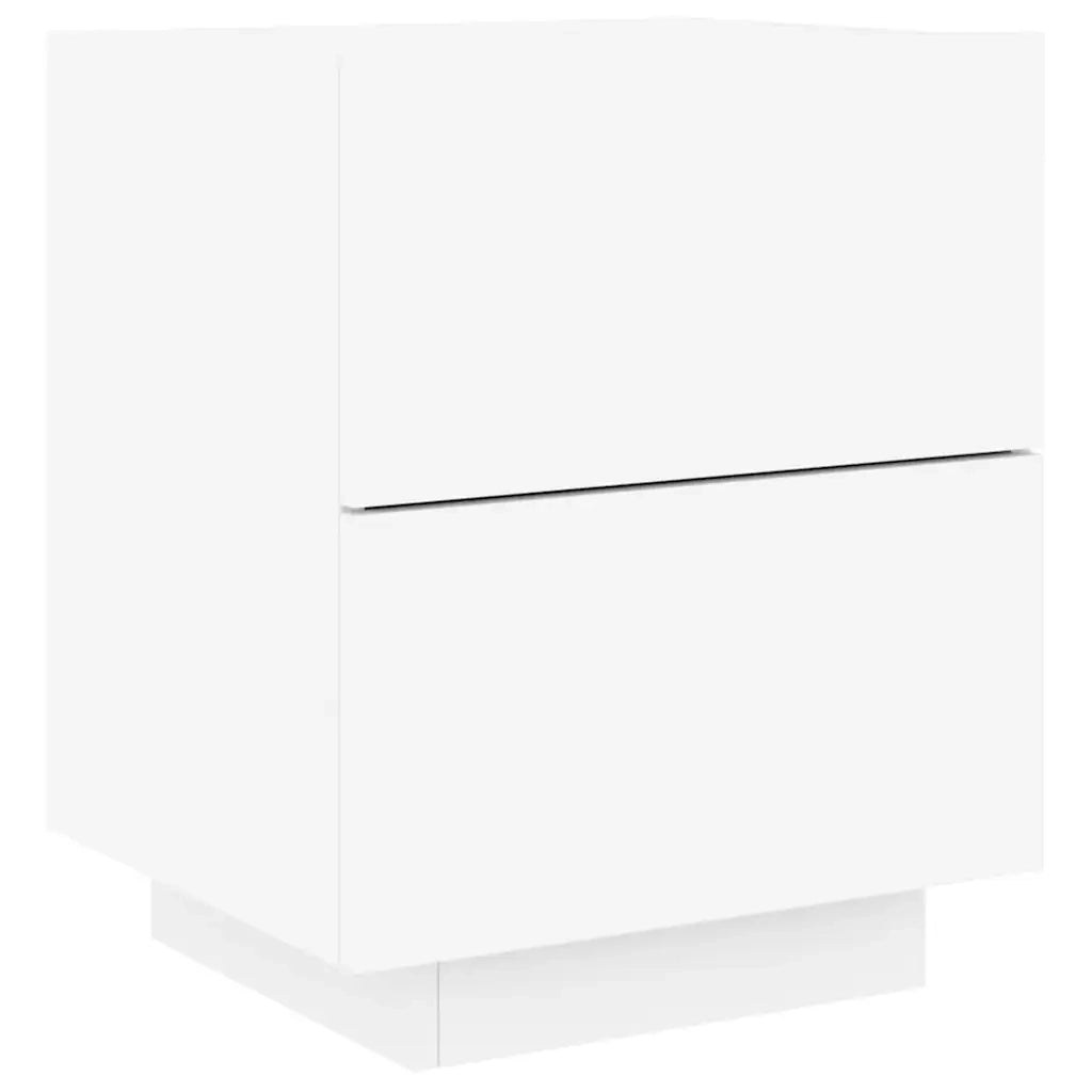 Comodino con Luci LED-Tavolino da notte Bianco in Legno Multistrato 819636