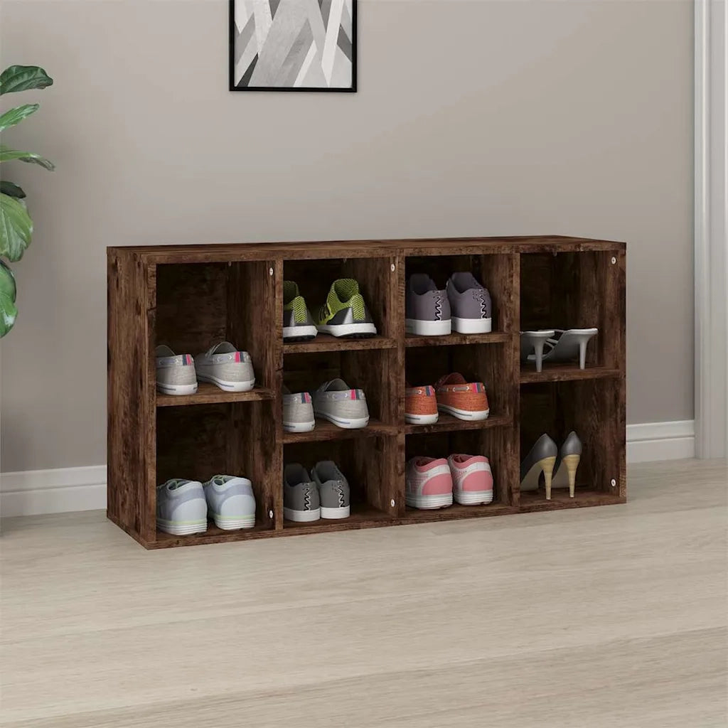 Scarpiera-Scaffale per scarpe Rovere Fumo 103x30x55 cm in Legno Multistrato