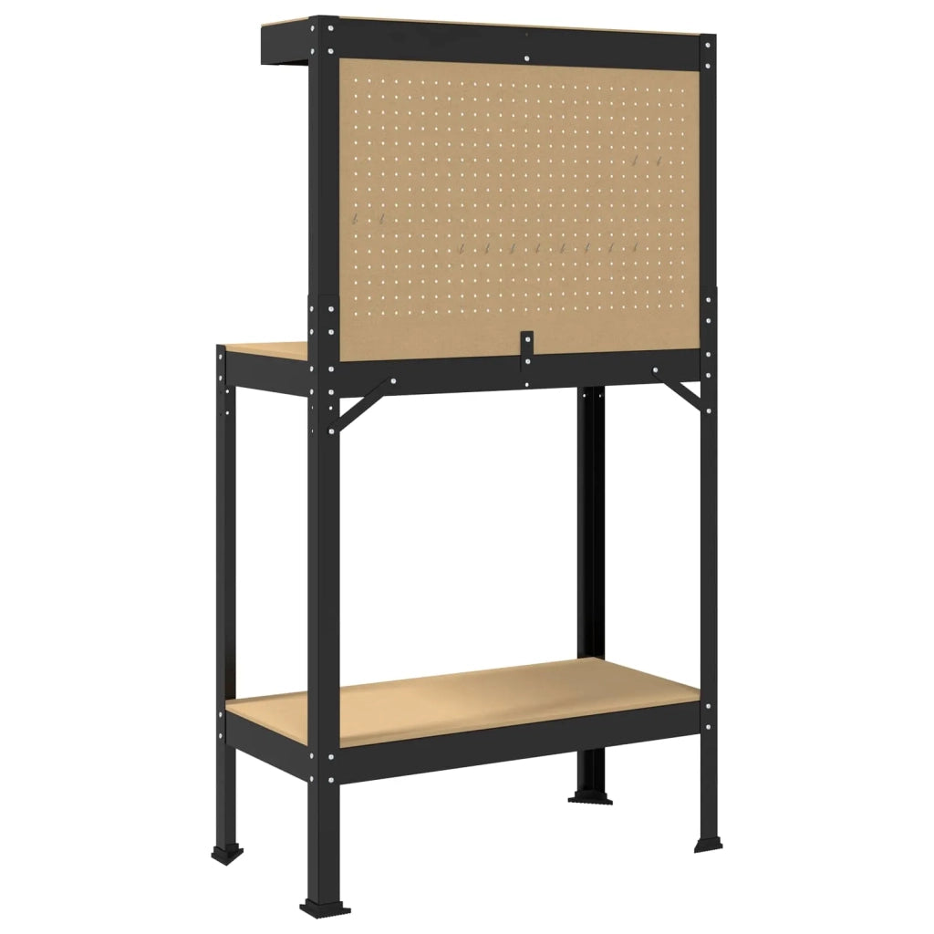 Banco da lavoro con lo scaffale Nero 81 x 41 x 145 cm 42020131
