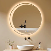 ZMH Specchio da bagno con illuminazione Specchio da parete moderno rotondo IP44 dimmerabile per il bagno