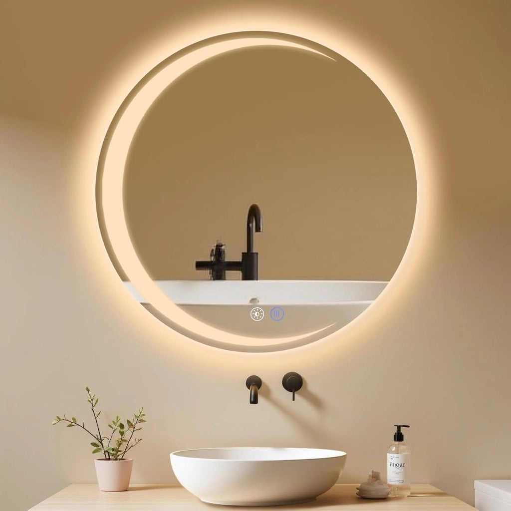 ZMH Specchio da bagno con illuminazione Specchio da parete moderno rotondo IP44 dimmerabile per il bagno