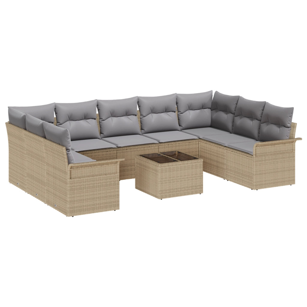 Set Divano Giardino 10 Pezzi con Cuscini Polyrattan Nero