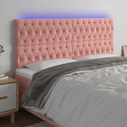 Testiera a LED-Testata con LED rosa 200x7x118/128 cm in Velluto