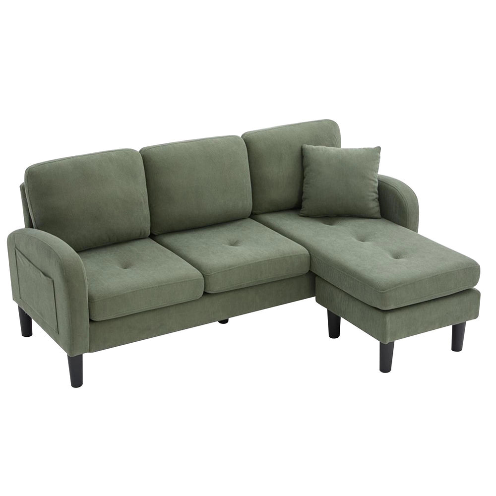 Divano angolare L con chaise longue - Xylo - 166x118x77 cm - Tessuto velluto coste design modulare