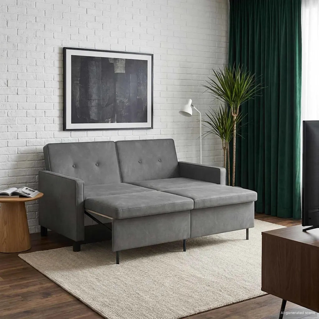 Divano letto Grigio Scuro Tessuto