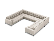 Cosmopolitan Design - Divano panoramico "Bali" 9 posti in tessuto strutturato beige 