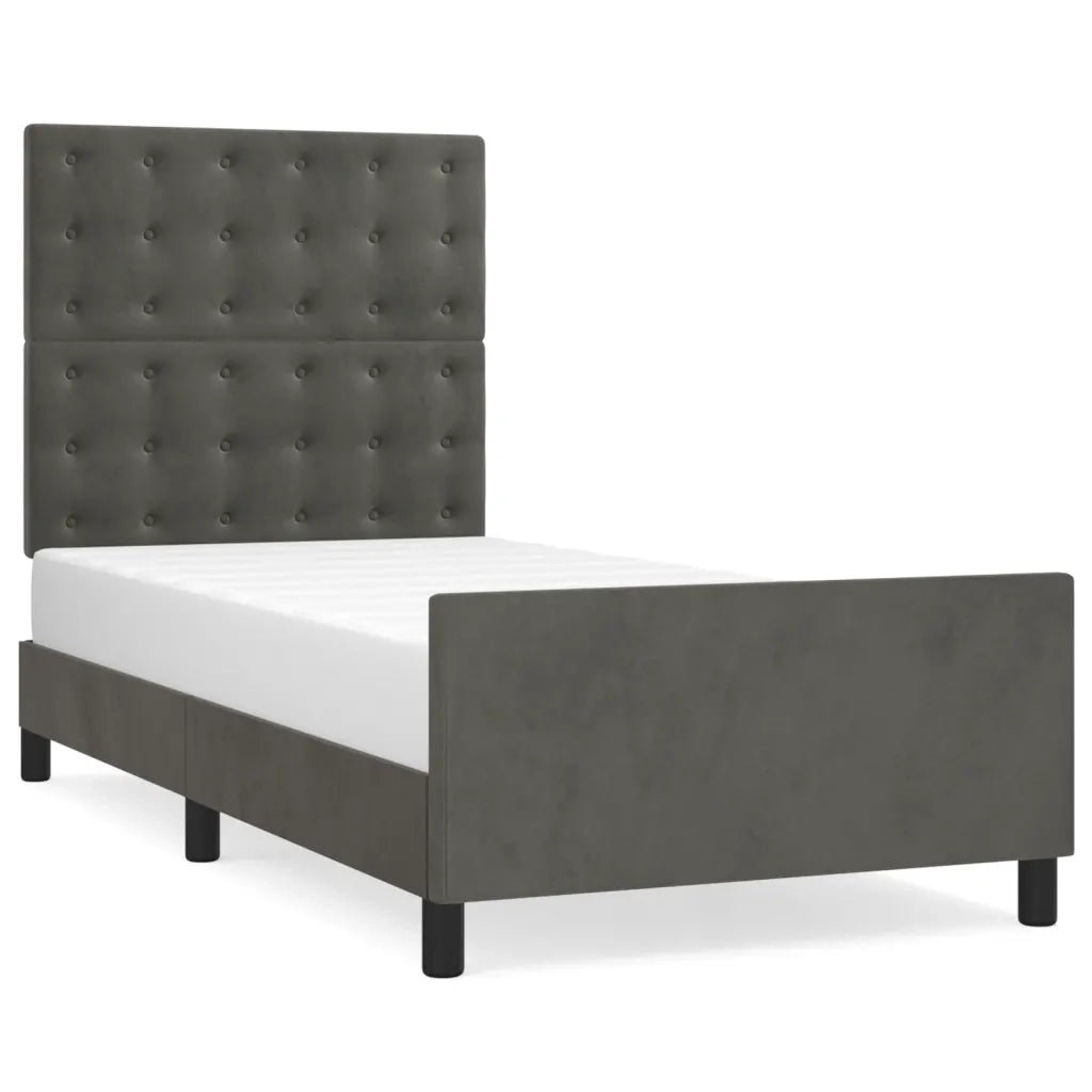 Giroletto senza Materasso Grigio Scuro 90x190 cm Velluto
