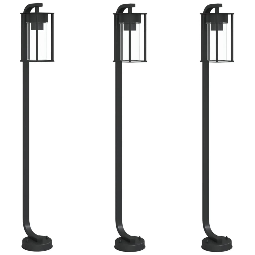 Lampade da terra per esterni 3 pezzi 100 cm acciaio inox nero 02_0042544
